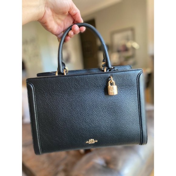 NWT Coach Zoe Black Pebbled Leather Carryall - Picture 6 of 12